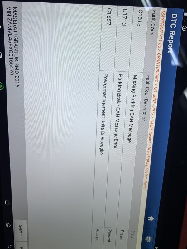 Maserati GranTurismo 2015 Parking Brake failure.