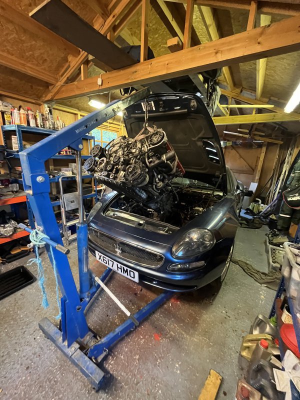 Amazing what you can do at home ... Engine finally out. | SportsMaserati